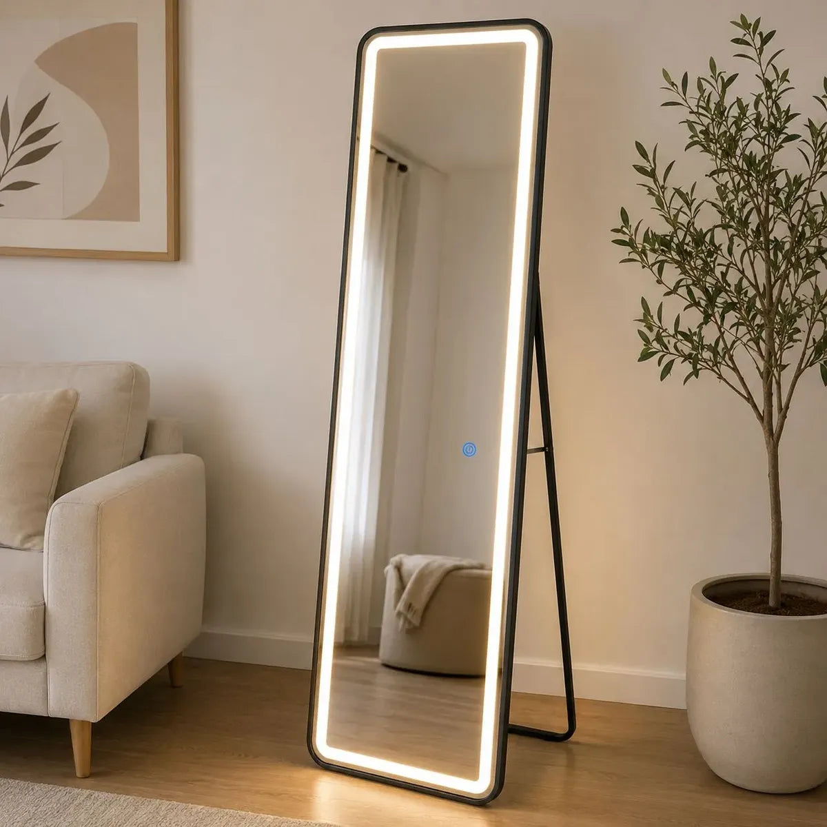 Espejo Led Touch rectangular con pie