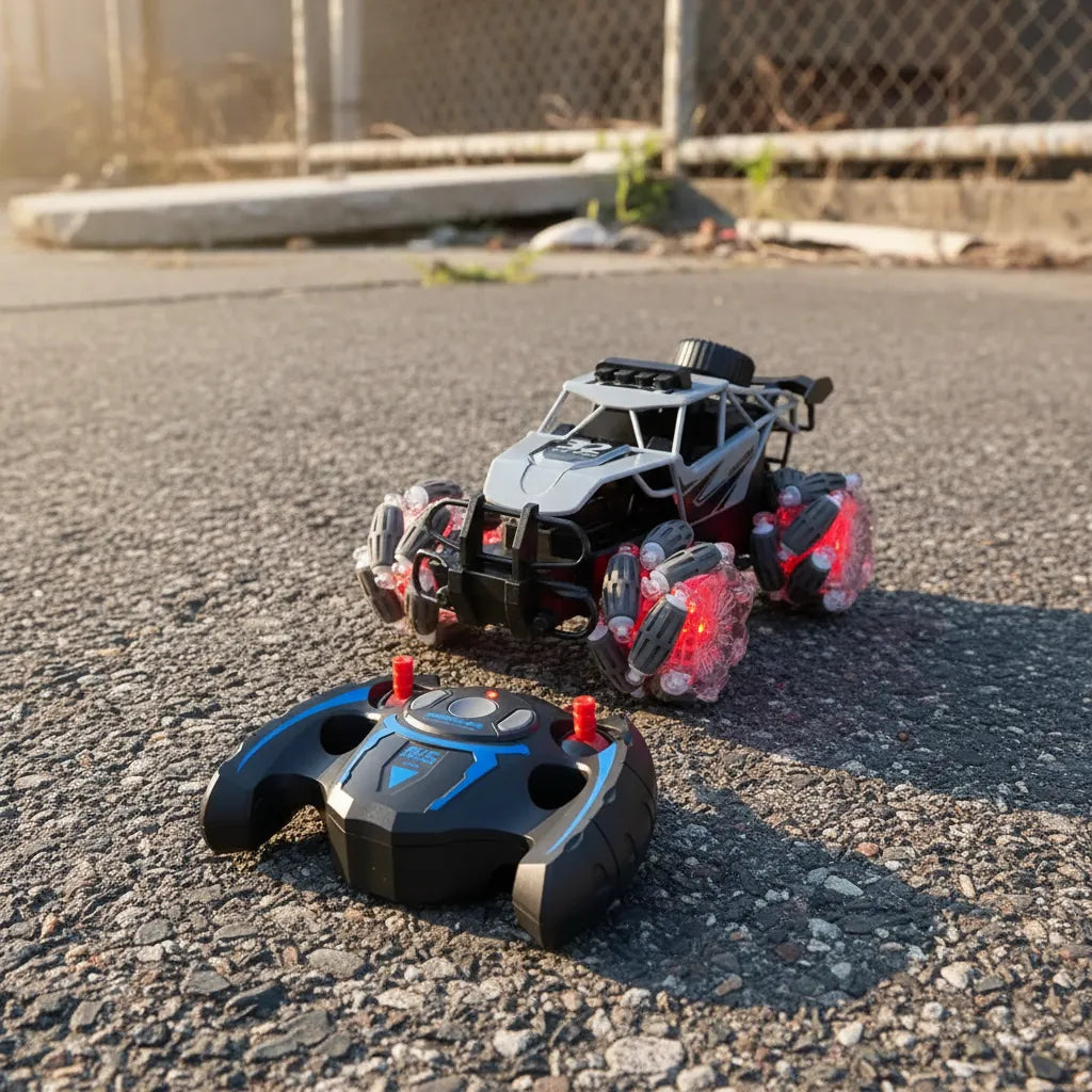 Auto monster a control remoto con movimiento lateral y luces