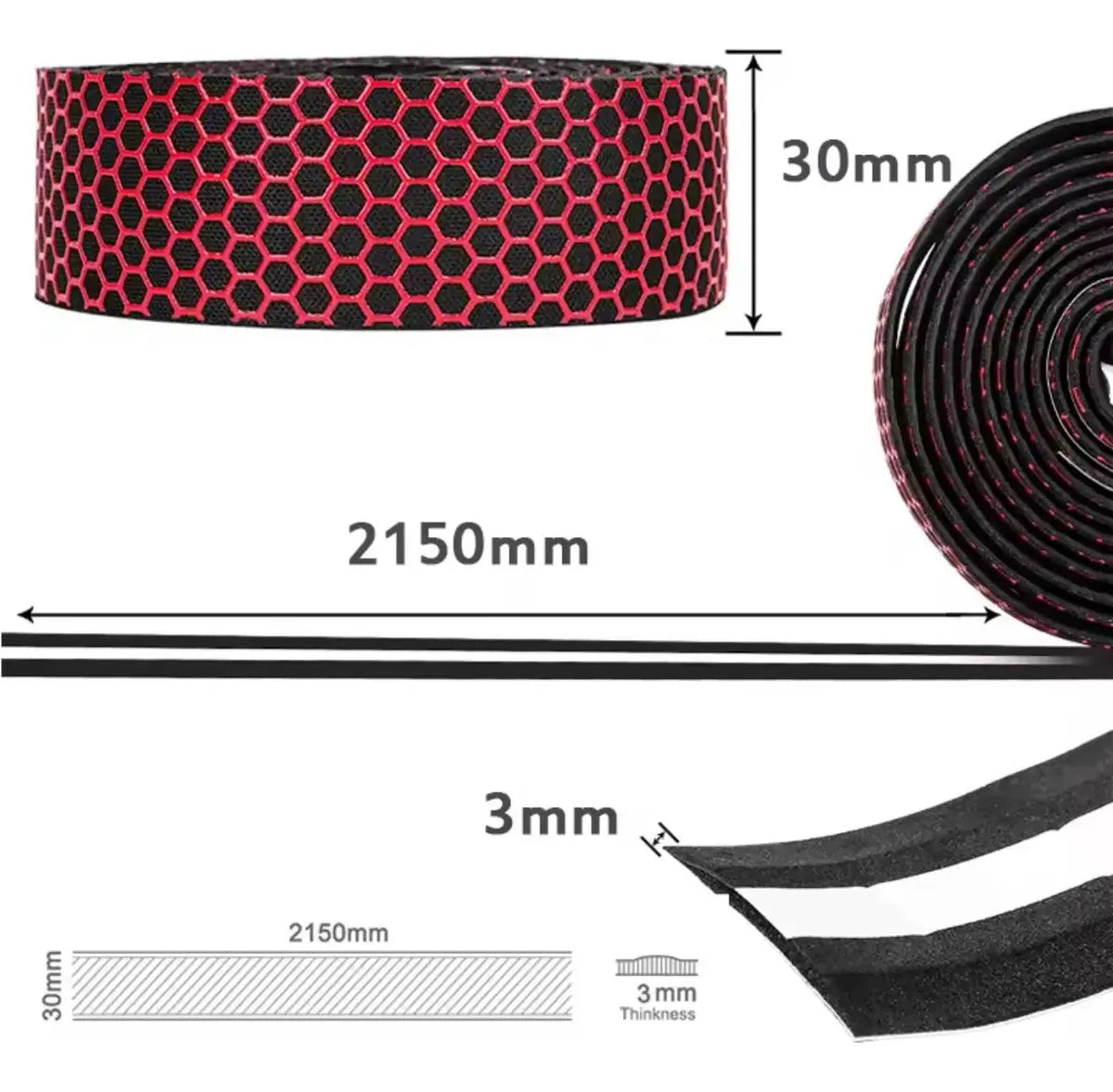 Cinta para manillar bicicleta autoadhesiva 2150mmx30mmx3mm