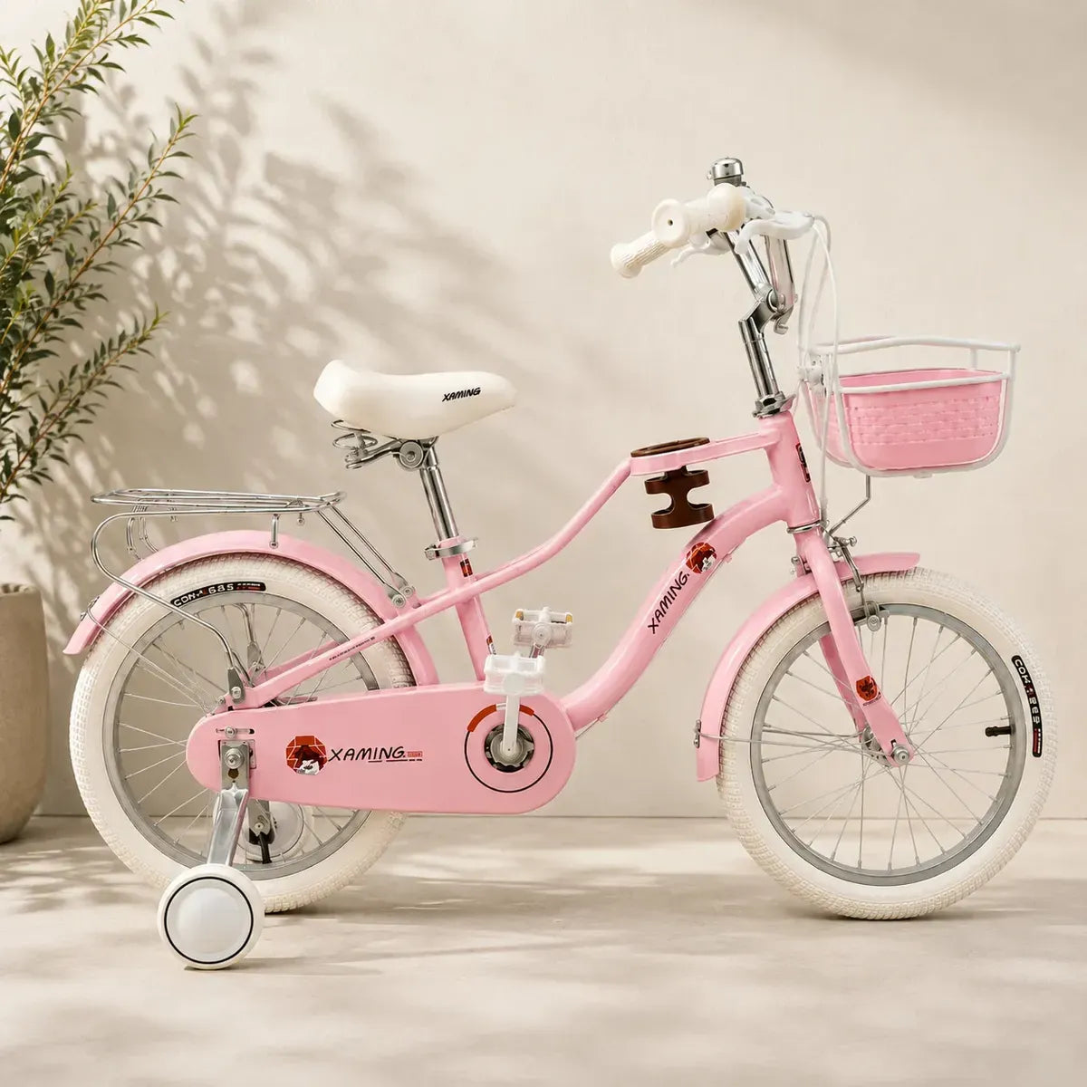 Bicicleta rodado 16 estilo Vintage con rueditas canasto, casco y vaso de regalo