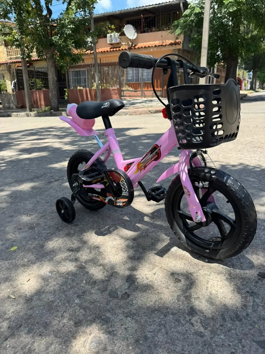 Bicicleta rodado 12 con rueditas canasto y caramañola