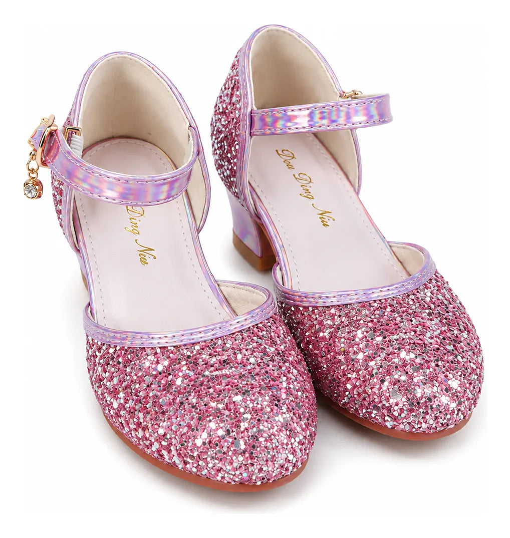 Zapatos con tacos para niñas con brillos