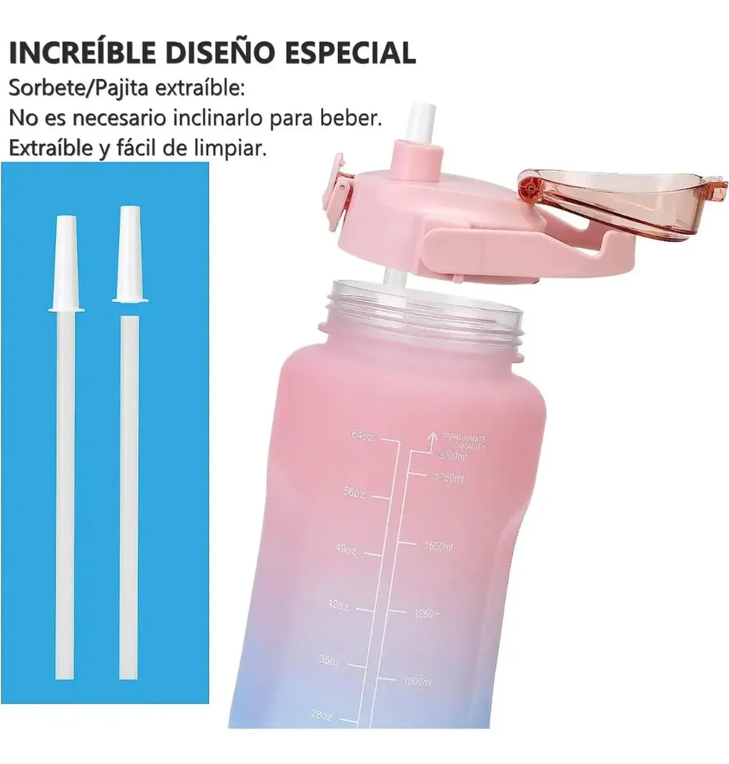 Botella deportiva motivacional de 2 L