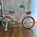 Bicicleta rodado 20 estilo Vintage con rueditas y canasto