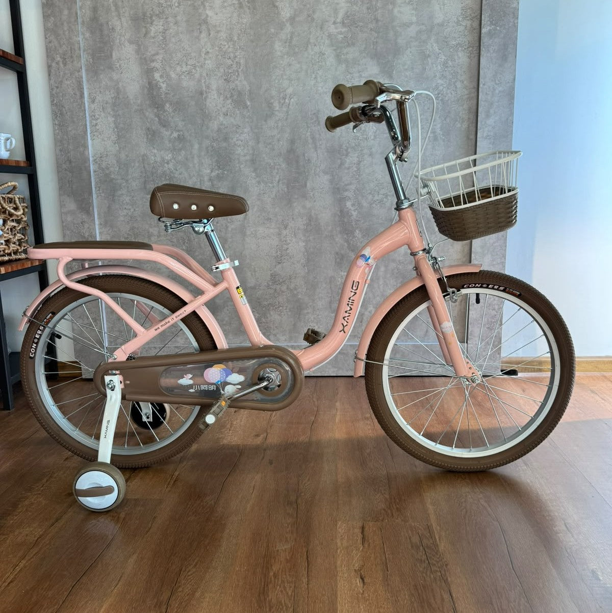 Bicicleta rodado 20 estilo Vintage con rueditas y canasto